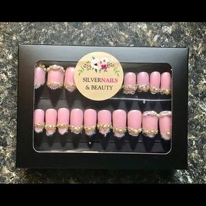 Xlong French maid gel stiletto nails .